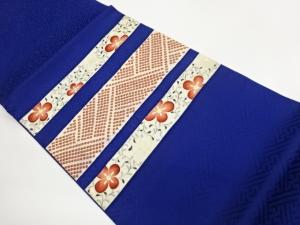 金彩絞り横段に花唐草・抽象斜線模様開き名古屋帯（額縁仕立て）